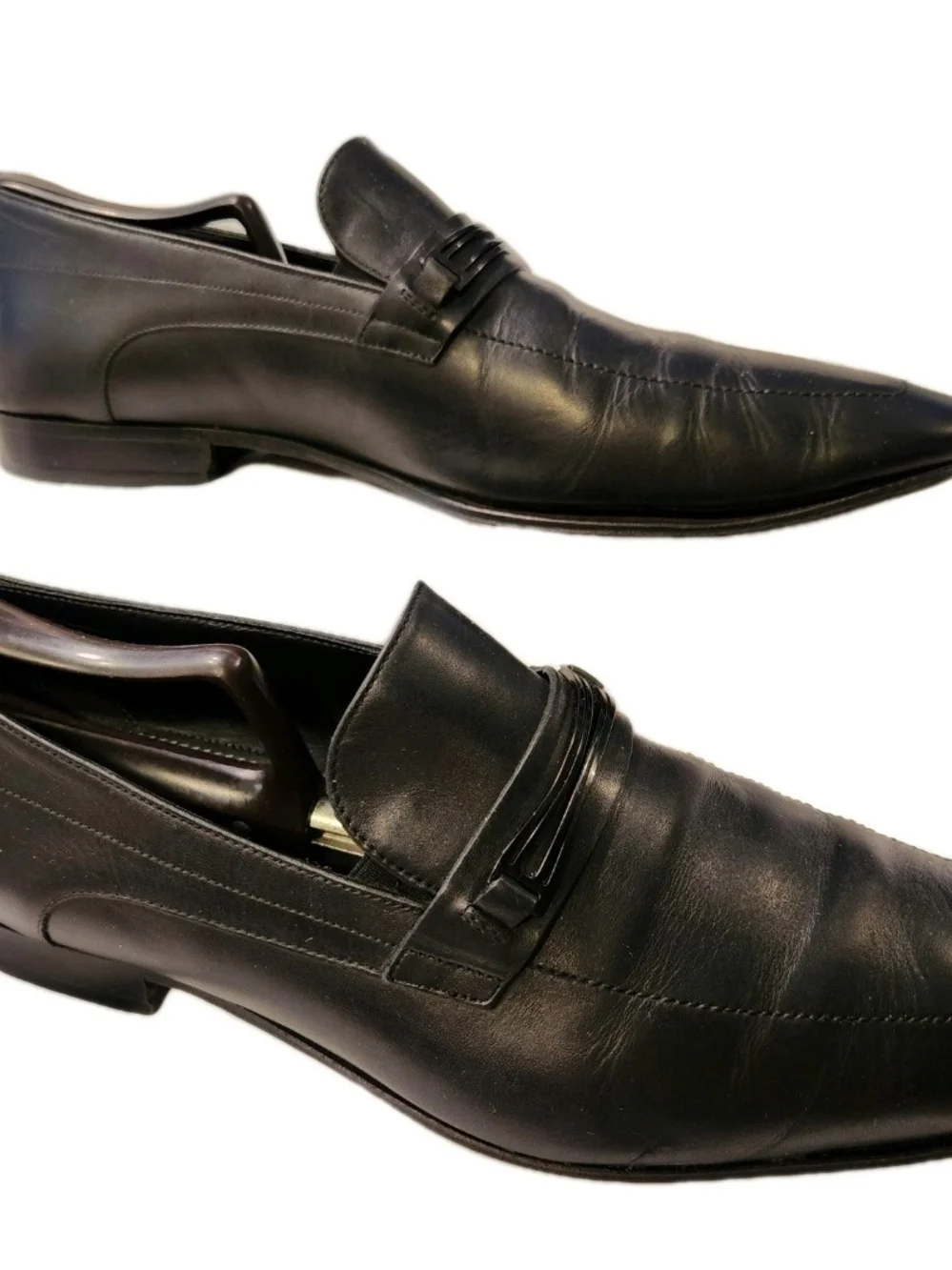 Hugo Boss Size 9 Black Leather Slip-On Loafers Dress Shoes Formal Preppy Office